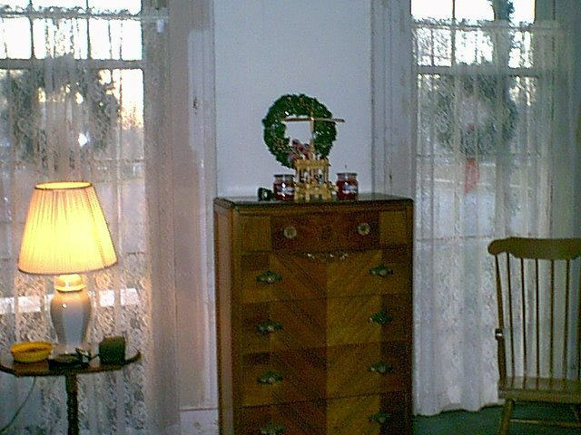 lace curtains, warm house